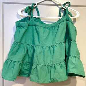 Tiered Ruffle Babydoll Top in Green